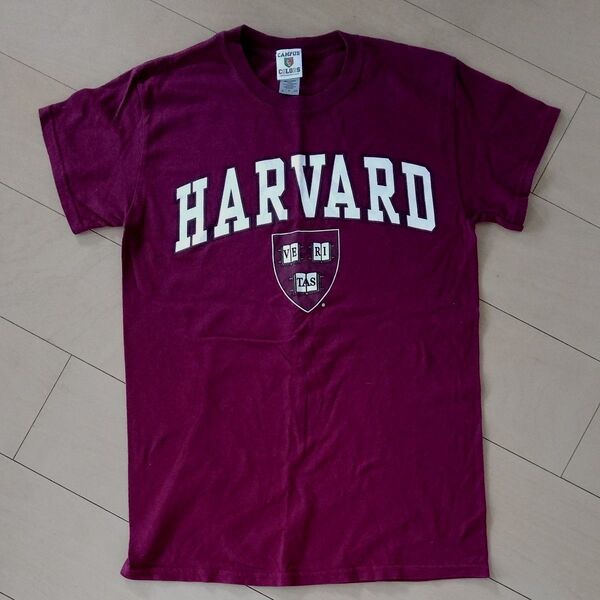 美品◆ハーバード大学 カレッジロゴマーク 半袖Tシャツ アメリカ直輸入 USA Sサイズ◆送料無料 留学生 アイビーリーグアメカジ