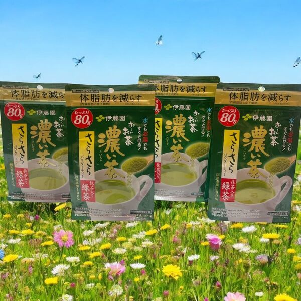 伊藤園お〜いお茶体脂肪を減らす濃い茶さらさらパウダーティー抹茶入り緑茶80g×4袋