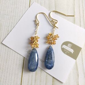 天然石ピアス カイヤナイトのシンプルピアス