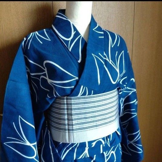 粋で渋めの浴衣 帯 下駄 セット ちょうちょ柄