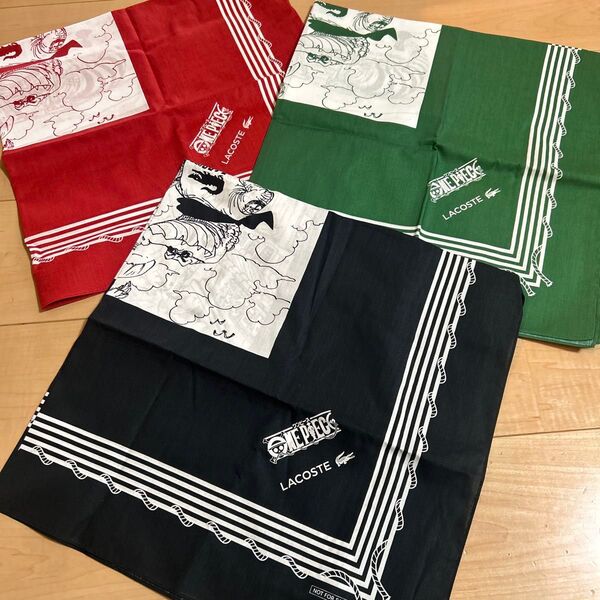 500円クーポン使用可 非売品・新品 ONE PIECE×LACOSTE コラボ バンダナ 3枚セット