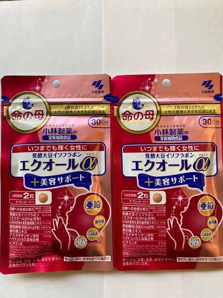 【匿名発送】小林製薬 発酵大豆イソフラボン エクオールα プラス美容サポート 30日分×2個