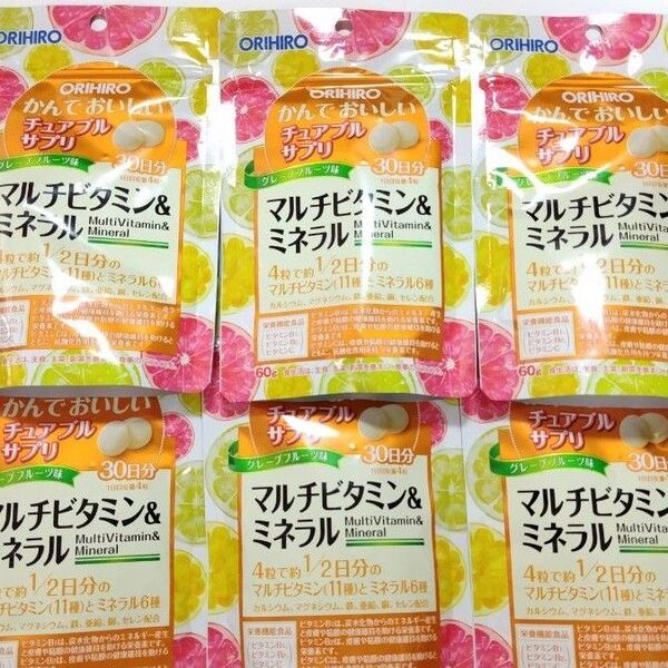 オリヒロ かんでおいしいチュアブルサプリ マルチビタミン&ミネラル 6袋