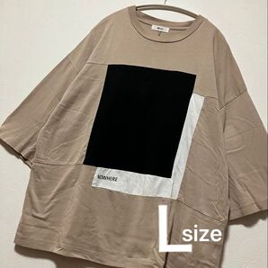 WEGO ウィゴー オーバーサイズ ブロック Tシャツ ベージュ Lサイズ