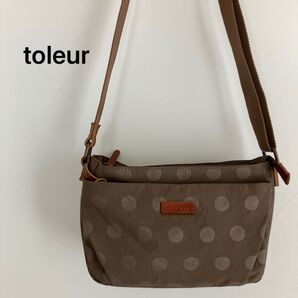 toleur/トーラ ナイロンドットミニショルダー ブラウン 水玉 本革 斜めがけ
