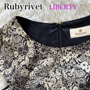 Rubyrivet★リバティ ワンピース 総柄 花柄 フレンチスリーブ 【美品】