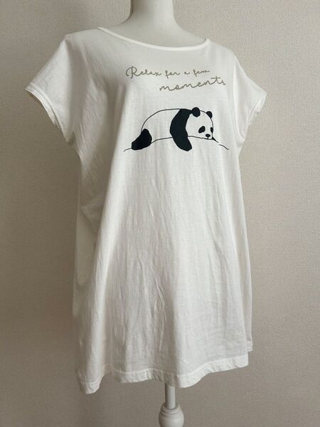 パンダ Tシャツ ホワイト オーバーサイズ M、L、LL、3L 綿100% 大きいサイズ