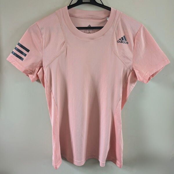 adidas アディダス テニス ウェア シャツ Lサイズ(海外S)中古美品 ピンクベージュ