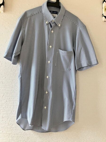 i-shirt スリムフィット ストライプ37 S相応 半袖 メンズ ワイシャツ アイシャツ 形態安定