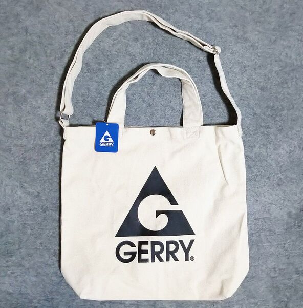 GERRY ジェリー トートバッグ ショルダーバッグ アイボリー ブラックロゴ