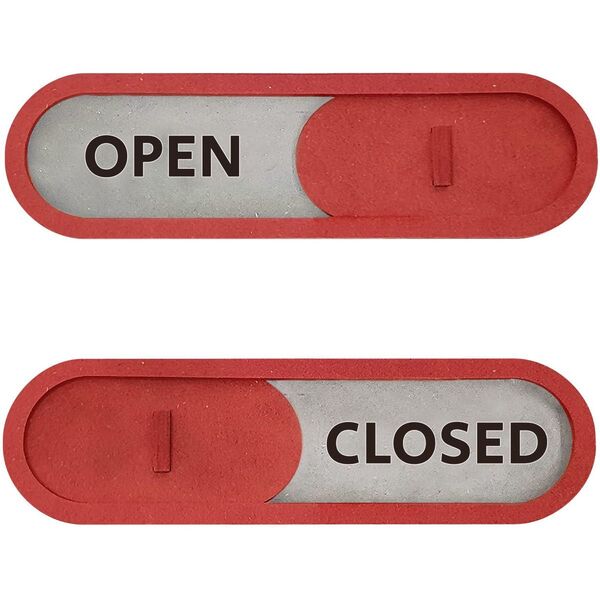 Open Closed プライバシーサイン 看板 Sliding Sign スライド式 (Red)