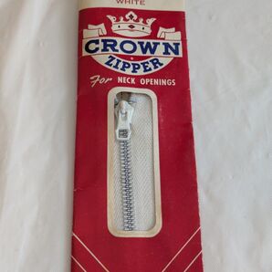 CROWN ホワイトファスナー 9インチ USA製 ビンテージ 60s ファスナー ジッパー リメイク ハンドメイド