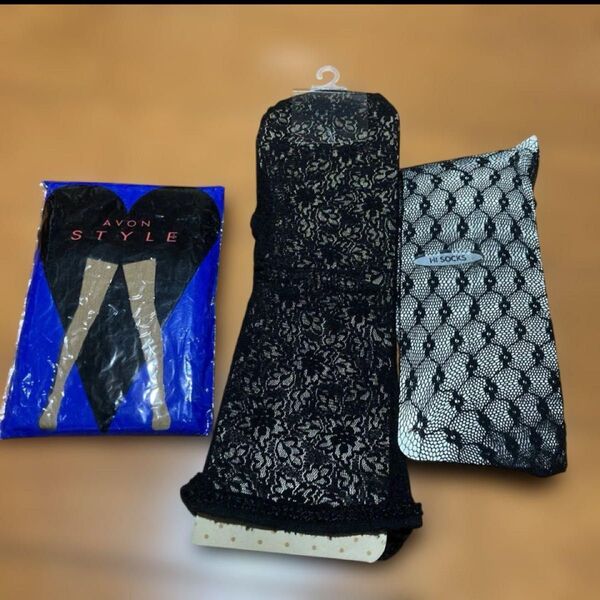ブラックレースハイソックス×2 ブラウンハイソックス×1