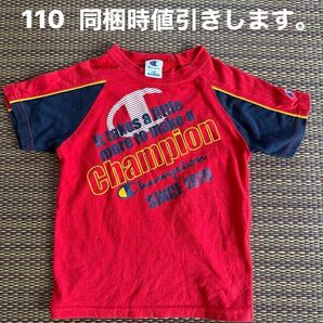 Champion ロゴ入り半袖Tシャツ レッド 110cm 110 子供服 半袖