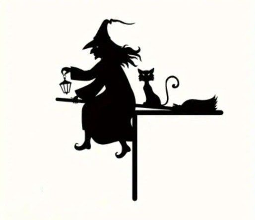 ハロウィン看板 アクリル 魔女と黒猫 ガーデン 壁飾り ポスト飾り オブジェ