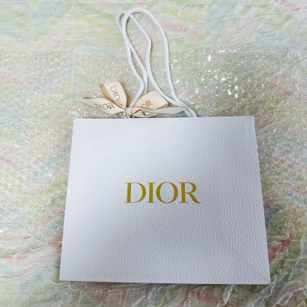 Dior ホワイト ショッパー ベビーピンクリボン付き 未使用 クリスチャンディオール ショップ袋