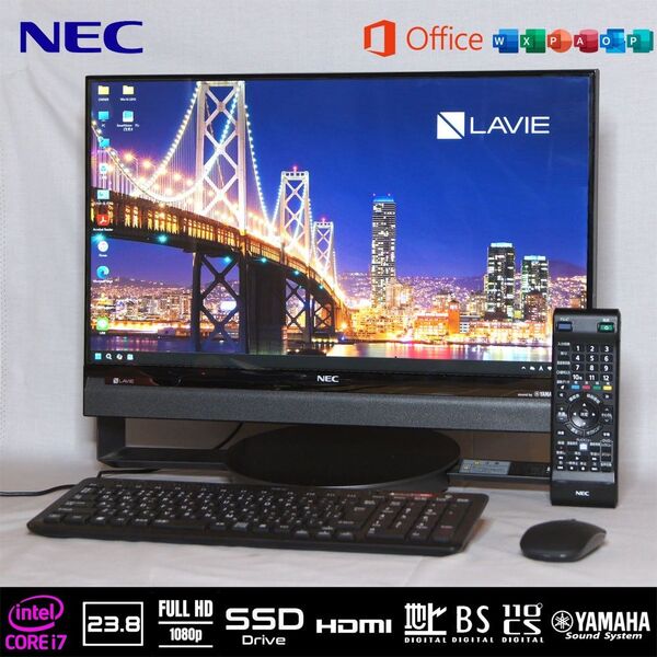 NEC 一体型PC LAVIE 23.8型/フルHD/i7/SSD/Office/テレビ/ハードディスク付き