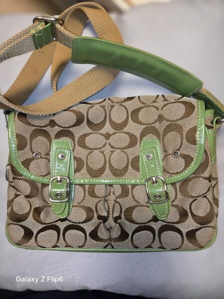 お買い得!!COACH ショルダーバッグ シグネチャー グリーン系