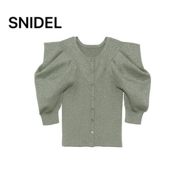 【SNIDEL】ラメ入りパフスリーブカーディガン ミント