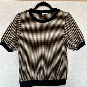 Ballsey ドット柄トップス ベージュ×ブラック 38