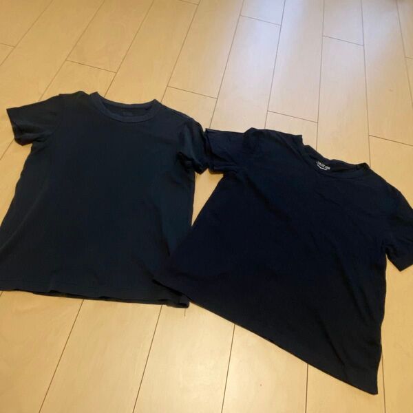 破れあり 黒Tシャツ 半袖 無地