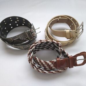 ベルト 3点 まとめ売り 使用品と未使用品 ダブルピンベルト メッシュベルト レディース メンズ