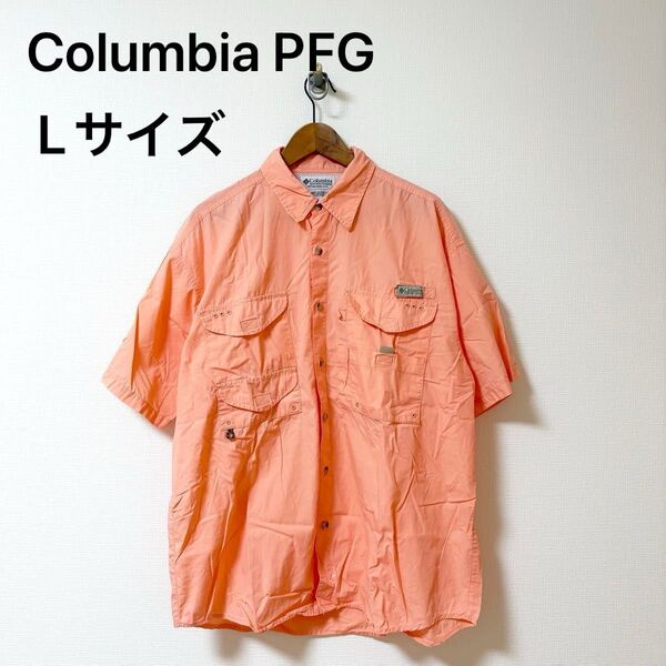 Columbia PFG半袖シャツ サーモンピンク メンズ Lサイズ