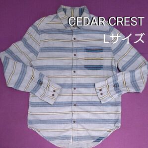CEDAR CREST 長袖シャツ ネルシャツ シャツ ボーダー L Lサイズ 青系 ブルー 水色 セダークレスト