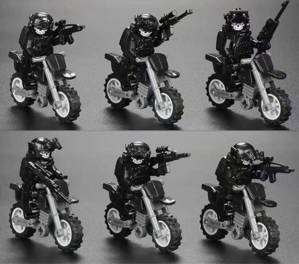 レゴ互換 特殊部隊 バイク スカルマスク ミニフィグ 6体+バイク6台