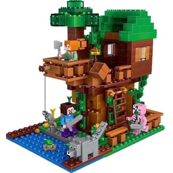 レゴ互換 マインクラフト ツリーハウス ミニフィグ4体セット マイクラ 家 村