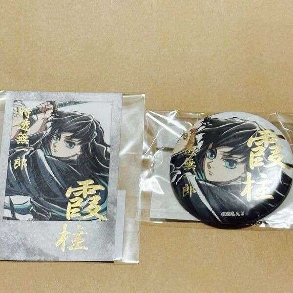 鬼滅の刃 幕間画WEBSHOPくじ 霞柱 時透無一郎 D賞 箔押しチェキ風プロマイド E賞箔押し57mm缶バッチ2点セット