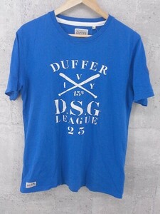 ◇ DUFFER ダファー 半袖 プリント Tシャツ カットソー サイズXL ブルー ホワイト メンズ 1002800864263