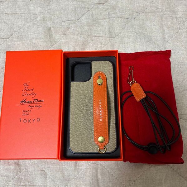 HANATORA ハナトラ 本革 iPhone13ケース ネックストラップ付き