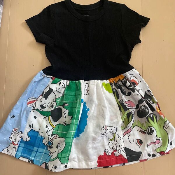 ビンテージ シーツ リメイクワンピース 101匹わんちゃん 100cm
