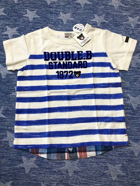 新品★110★ダブルB★お洒落な重ね着風ボーダーTシャツ★レイヤード★夏お出掛け★ミキハウスホットビ★おまとめ歓迎★CTN059