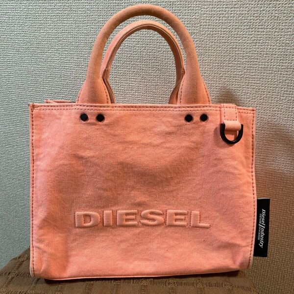 DIESELサーモン ピンク トートバッグ キャンバス ハンドバッグ ディーゼル