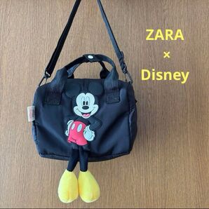 【美品】ZARA × Disney コラボ ミッキー ショルダーバッグ ハンドバッグ 2WAY