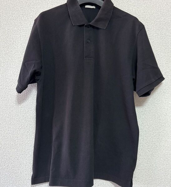 メンズポロシャツ 半袖 GU 黒 ブラック XL