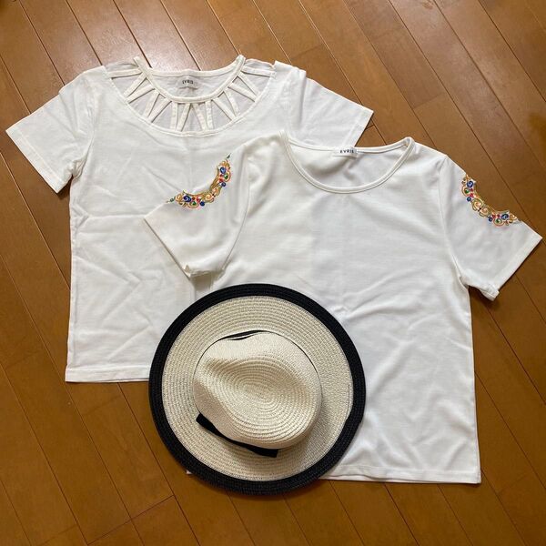 エヴリス EVRIS 佐々木彩乃 Tシャツ FIG&VIPER カンカン帽 麦わら帽子 フィグアンドヴァイパー 半袖