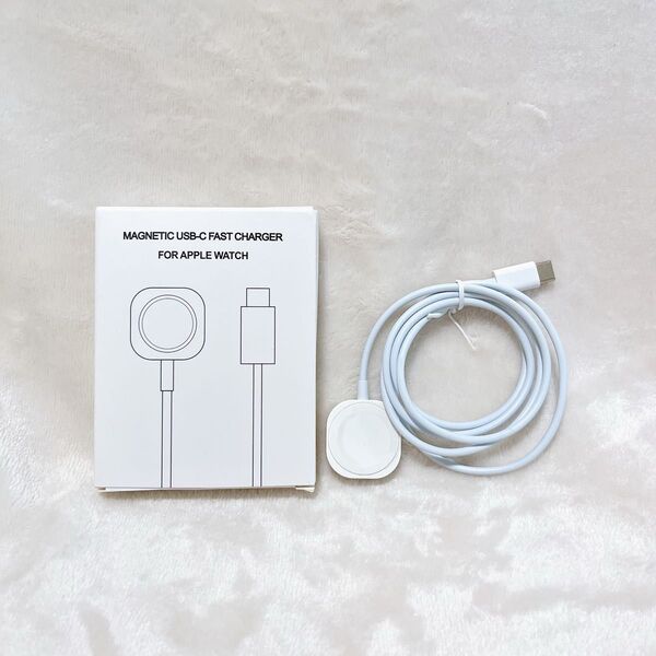 アップルウォッチ 充電器 充電ケーブル ワイヤレス 充電機 マグネット式充電ケーブル 軽量 急速充電器 Type-C ホワイト