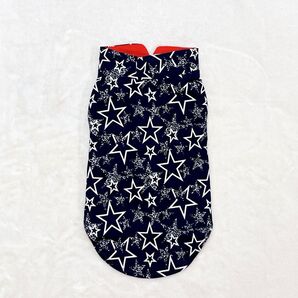 RIOSTUDIO 犬服 犬用防寒ジャケット防寒コート 防寒ベスト 冬服 秋 冬 犬の服 ペット服 (③ネイビー星×レッド,M)