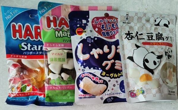グミ 4袋セット ハリボー抹茶 ハリボースターミックス しゃりもにグミ 杏仁豆腐グミ