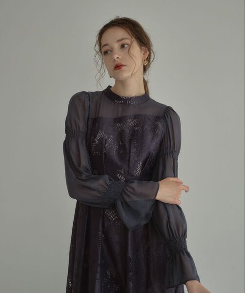 【ANDRESD】アシンメトリータックドレス 結婚式ワンピース パーティードレス オケージョン ロングワンピース お呼ばれ
