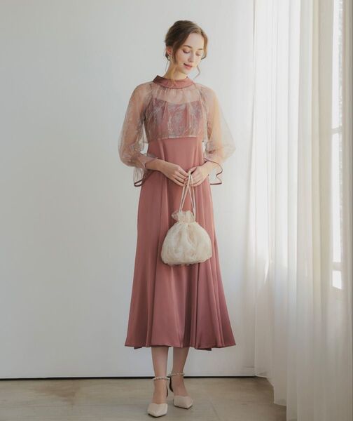 【Dorry Doll】リーフブラウスセットドレス成人式同窓会二次会オケージョン パーティードレス ロングワンピース ピンク