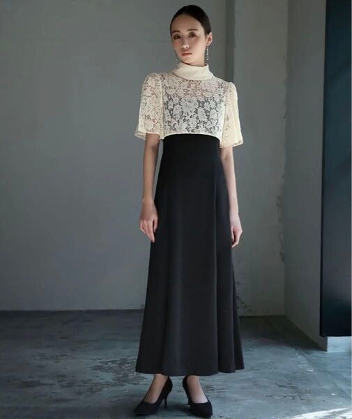 【GIRL】レースハイネックブラウス&レースアップキャミソールワンピース パーティードレス オケージョン ロングワンピース 結婚式