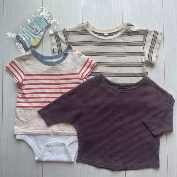 70◆3点トップス+新品靴下 ロンパース Tシャツ babyGAP Anna Nicora