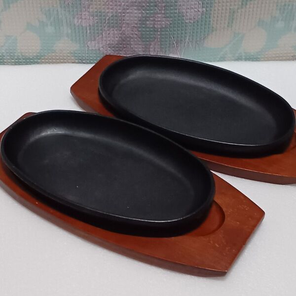 ステーキ皿 2枚セット 鉄板 鉄皿 鉄器 鉄鋳物 アウトドア キャンプでも