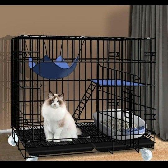 猫ケージ 猫用ケージ 猫ハウス 1段 キャットゲージ キャットハウス 黒 ペットハウス ゲージ 小動物 犬 旅行