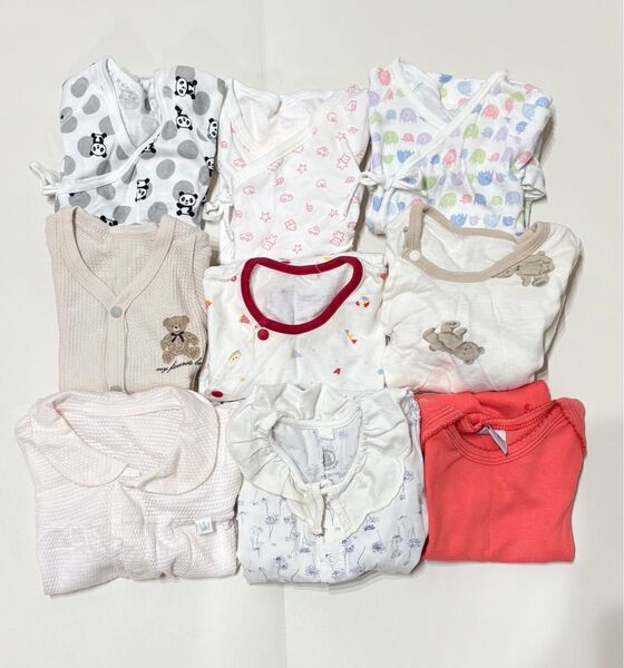 9点セット売り ロンパース プチバトー ベビー肌着 50-60cmサイズ