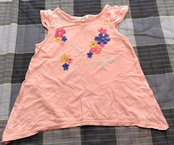【3can4on 女の子 120サイズ トップス】ピンク 花柄 タンクトップ 夏アイテム 可愛い キッズ